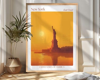New York Travel Poster Print: Minimalist USA Wall Art, Wanderlust Home and Office Decor, Gift For Travelers