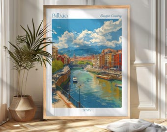 Bilbao-Reiseposter: Wandbild aus Spanien, Geschenkidee für Reisende, Dekoration für Zuhause und Büro für Fernweh-Fans