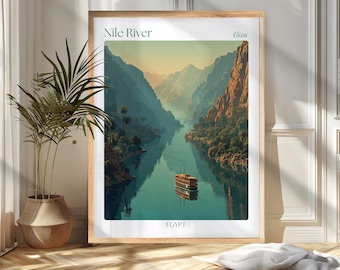 Egypt Travel Poster Print: Nile River Wall Art, Wanderlust Home and Office Decor, Gift For Travelers