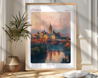 Ottawa-reisposterafdruk: Ontario Wall Art, Canada Cadeau voor reizigers, Wanderlust-decoratie voor thuis en op kantoor