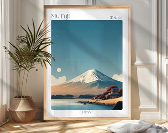 Mount Fuji Travel Poster Print, Japan Travel Poster, Minimalist Wall Art, Wanderlust Home and Office Decor, Gift For Travelers