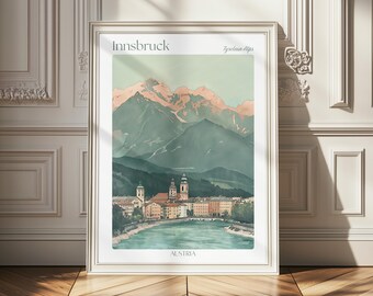 **Innsbruck Reise Poster Druck, Schweiz Wandkunst, Schweiz Reiseplakat, Vintage **Innsbruck Illustration**, Geschenk für Reisende
