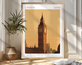 London Travel Poster Print: Minimalist England Wall Art, Wanderlust Home and Office Decor, Gift For Travelers