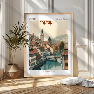 Bern reseaffischtryck, Schweiz väggkonst, Schweiz reseaffisch, Vintage Bern illustration, present till resenärer