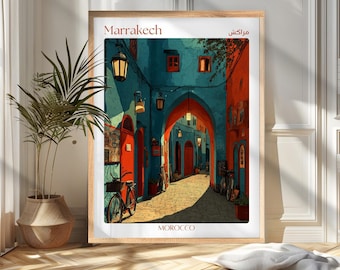 Marrakech Travel Poster Print: Morocco Wall Art, Wanderlust Home and Office Decor, Gift For Travelers