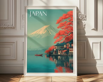 Japan Travel Poster Print: Mount Fuji Wall Art, Wanderlust Home and Office Decor, Gift For Travelers