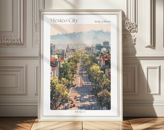 Mexico City Travel Poster Print, Mexico Wall Art, South American Travel Poster, Vintage Mexico Illustration, Gift for Travelers