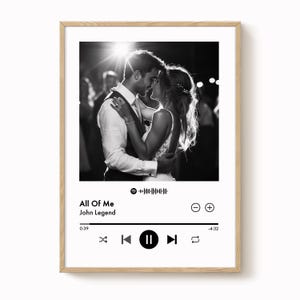 Custom Song Print | Music Player Style Art | Personalised First Dance Gift | Couple Photo & Song Lyric Print | Wedding Song | Music Wall Art