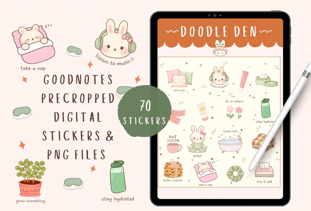 Self Care Digital Stickers for Goodnotes | Cozy Mental Health & Daily ...