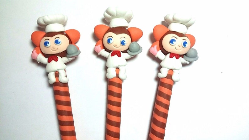 New Cute Handmade Polymer Clay Writing Fimo Pen Cartoon Chef Cook Boy