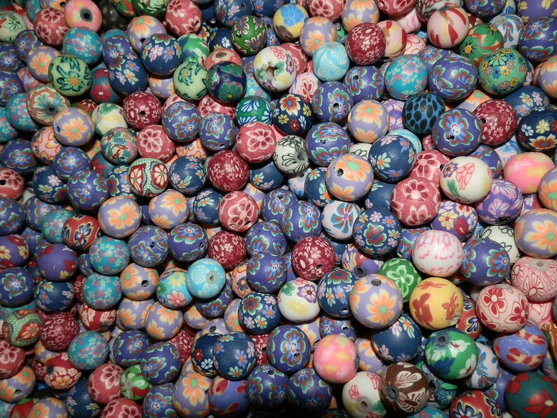 500 Fimo Polymer Clay Round Beads Variety Flowers Sun animal Etsy