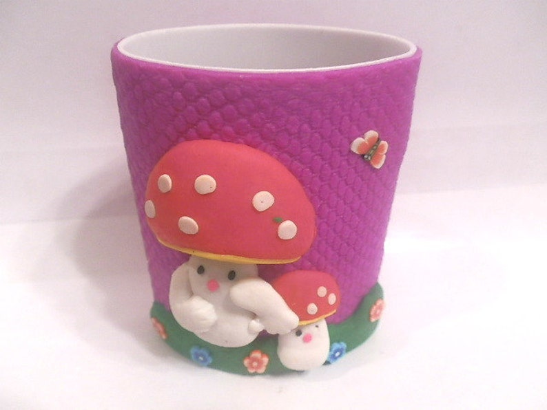 New Handmade Polymer Clay Purple Mushroom Pen Pencil Holder Etsy