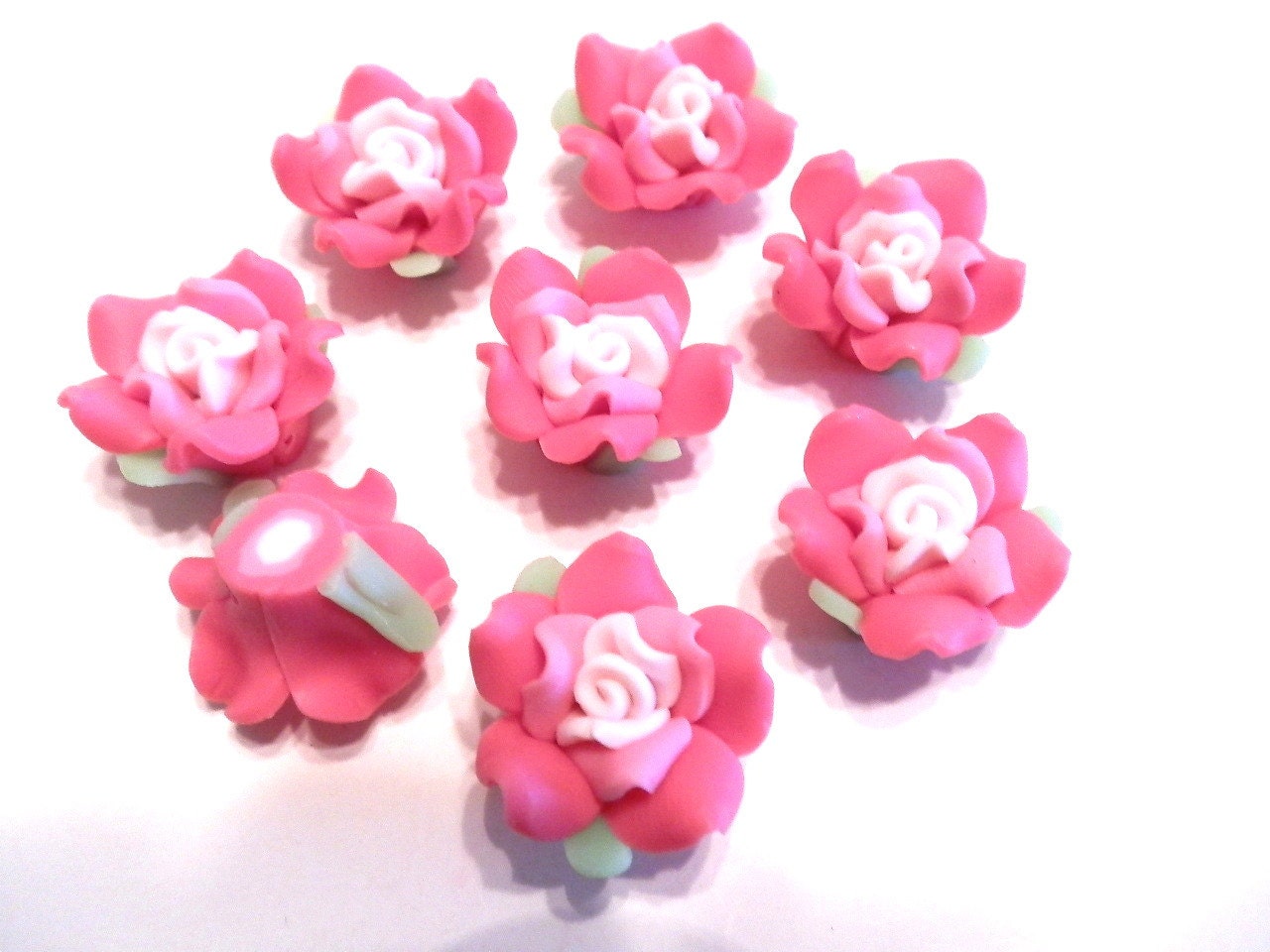 10 Fimo Polymer Clay Rose Light Pink Flower Rose Fimo Beads | Etsy