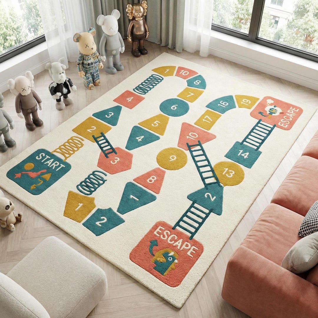 Children’s Interactive Game Rug | Kids Maze Escape Game Tufted Wool Rug ...