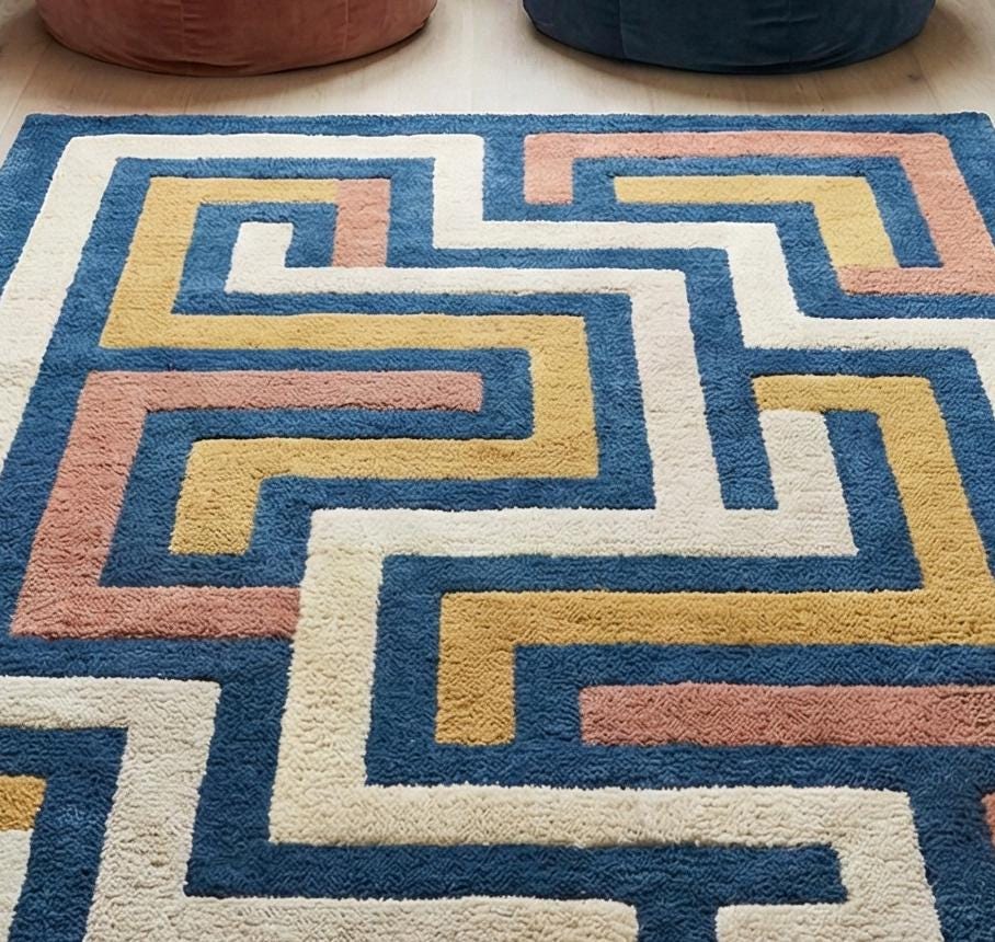Pattern Fun Rug Kid's Puzzle Game Pattern Tufted Wool Area Rug | Hand Tufted Puzzle ...