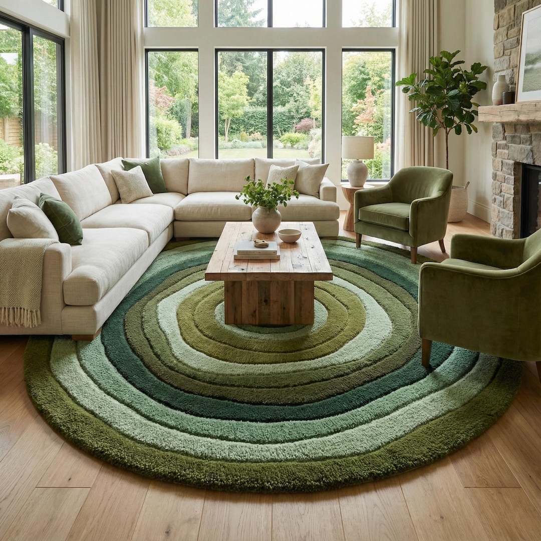 Forest Tree Ring Tufted Rug | Earth Ring Hand-tufted Wool Round Rug ...
