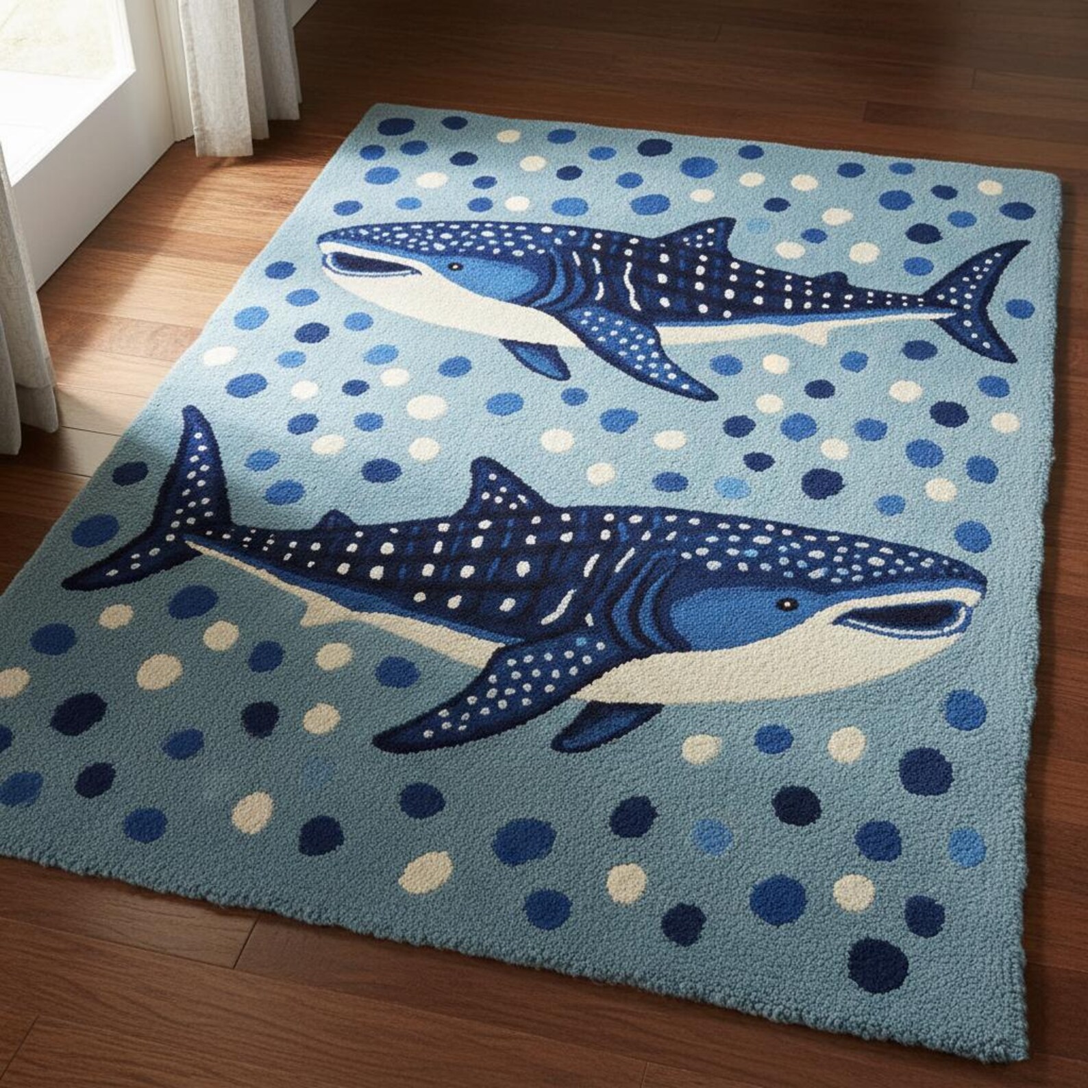 Ocean Whale Shark Hand-tufted Rug | Playful Whale Shark Design Rug ...