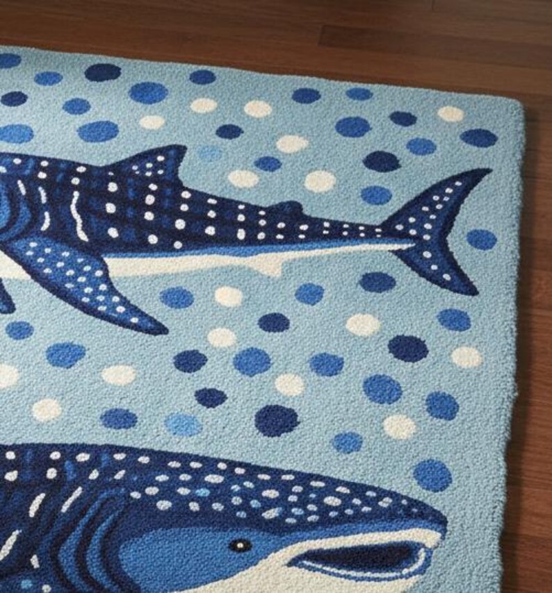 Ocean Whale Shark Hand-tufted Rug | Playful Whale Shark Design Rug ...