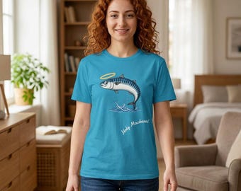 Heilige Makrele Fisch Illustration T-Shirt | nautisches Fischen-T-Shirt