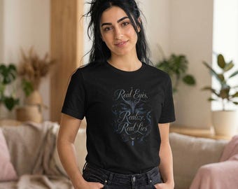 Echte Augen erkennen echte Lügen T-Shirt | Script Typografie, Dark Gothic Design