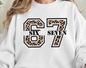 Six Seven SVG PNG Bundle, 6 7 Meme Design, Zebra Leopard Camo Varsity Numbers, Funny Gen Alpha Trend | Viral TikTok 67