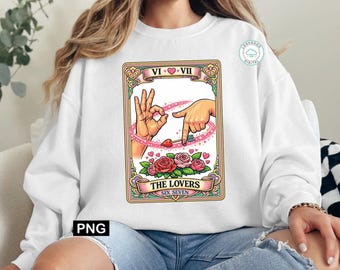 Six Seven Meme The Lovers Tarot Card SVG PNG | Funny Hand Gesture Parody Shirt Design | Gen Alpha  Humor Digital Download.