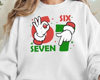 Santa Six Seven SVG PNG Bundle, Funny Viral Hand Gesture Christmas Cut File, Trendy Gen Alpha Holiday Design