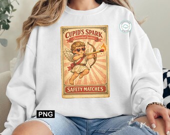 Vintage Cupid Matchbox PNG, Coquette Valentine Digital Download, Retro Matchbook Label, Trendy Valentine Art