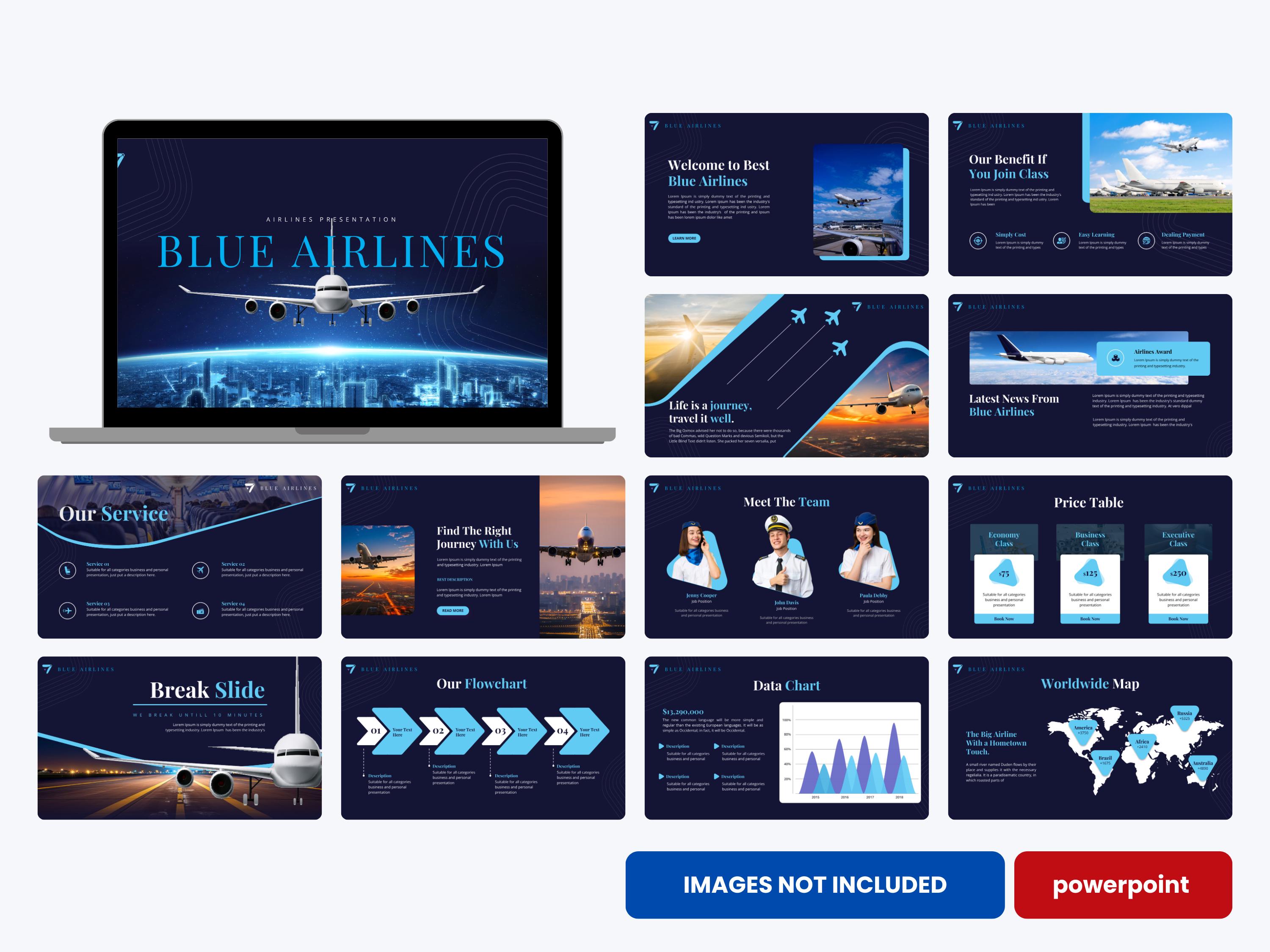 Jetblue Template Blue Airlines Powerpoint Template | Professional Slides for Travel ...