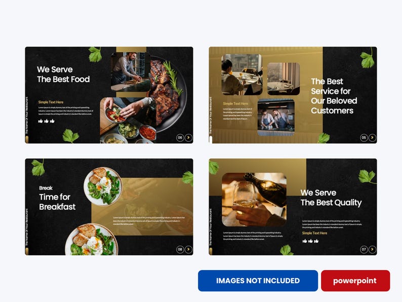 Elegant Black & Gold Restaurant Powerpoint Template | Culinary ...