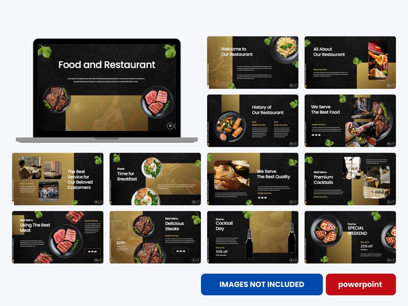 Elegant Black & Gold Restaurant Powerpoint Template | Culinary ...