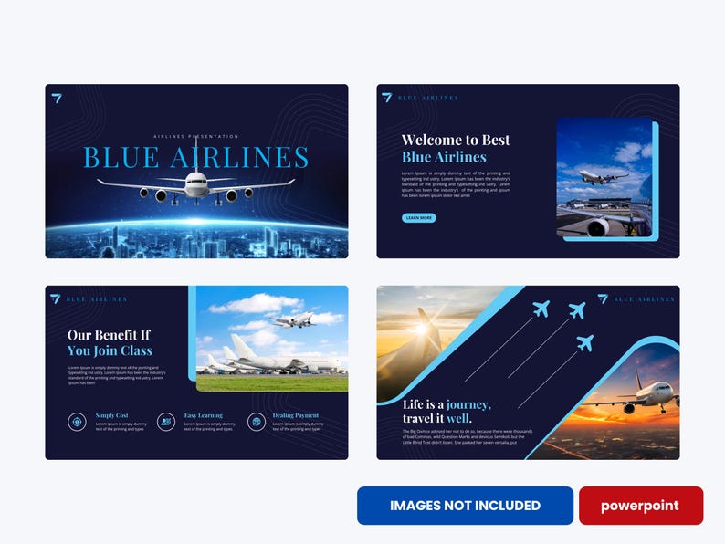 Jetblue Template Blue Airlines Powerpoint Template | Professional Slides for Travel ...