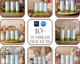 Tumbler Mockup Bundle, Canva + PSD Template, Digital Download, Print on Demand