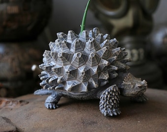 Resin Turtle Planter Inspired by Armored Succulents, Unique Decorative Pot for Trendy Plants