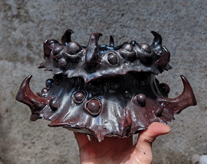 Handmade Spiky Gothic Planter, Jingdezhen Clay Succulent Pot