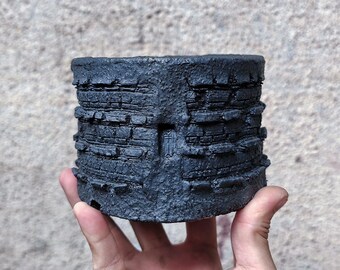 Wabi-Sabi Black Clay Planter: Handmade Pottery for Succulents