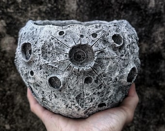 Handmade Lunar Crater Ceramic Planter, Wabi Sabi Succulent Pot