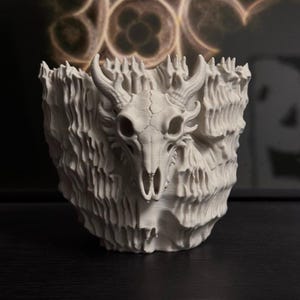 Dragon Spine 3D Printed Planter, Dark Caudex Succulent Holder, Agave Desert Botanical Decor, Gothic Style Plant Container