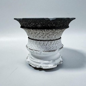Maceta de cerámica Wabi Sabi con degradado blanco y negro para suculentas, decoración zen para el hogar.