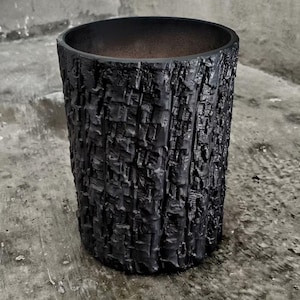 Japanischer schwarzer Keramik-Blumentopf Großer strukturierter Topf für Sukkulenten Bonsai Caudex-minimalistischer Stil