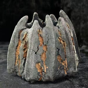 Caudex アガベサボテンのディスプレイに最適な、テクスチャ加工された焦げ目のあるデザインの手作り火山溶岩プランター