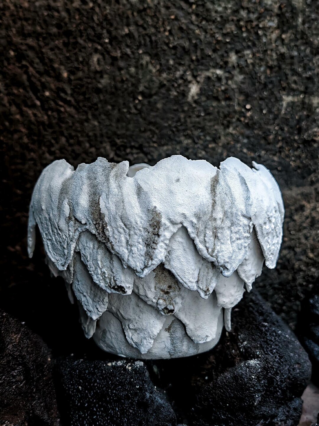 Handmade Ceramic Armor Pot | Textured White Clay Planter - Etsy