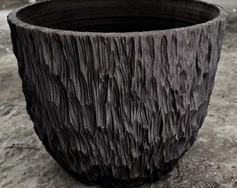 Maceta japonesa de arcilla negra sin esmaltar, hecha a mano, para plantas caudex y bonsáis suculentos.