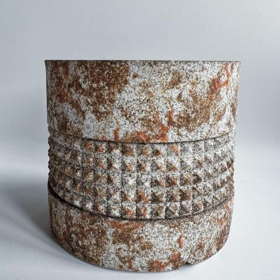Rustic Rivit Wabi Sabi Rustic Rivet Texture Ceramic Planter Distressed Succulent Pot ...