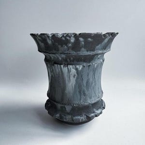 Maceta japonesa de cerámica para suculentas, esmaltada en negro y gris, con textura, soporte para plantas de agave Wabi Sabi Caudex, decoración rústica para el hogar, regalo.