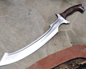 Hand-Forged Egyptian Khopesh | Tempered Carbon Steel | Leather Sheath