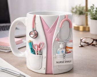 Personalized Nurse Mug With Name, Custom Nurse Coffee Cup, Gift For Nurse