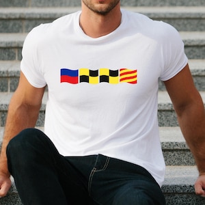 Custom Name Nautical Flags Shirt, Personalized Marine Code Flag T-Shirt, Sailing Lover Gift