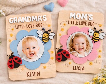 Imán personalizado para nevera con foto de un insecto del amor, imán para marco de fotos personalizado para mamá y abuela, regalo para el Día de la Madre.