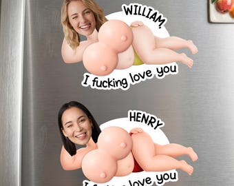 I Fucking Love You Personalized Squishy Acrylic Fridge Magnet, Custom Photo Boob Fridge Magnet, Funny Romantic Gift for Boyfriend